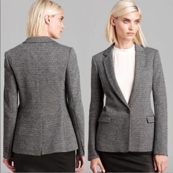 Theory Dancey K Kenmore Gray Knit Longline Blazer - Picture 11 of 11